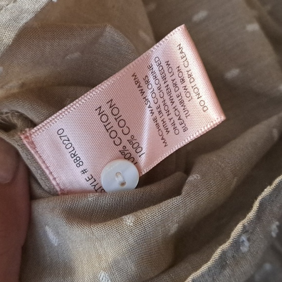 NWT BADGLEY MISCHKA COTTON PEASANT TOP IN SAND SWISS DOT SIZE XS - Picture 5 of 5